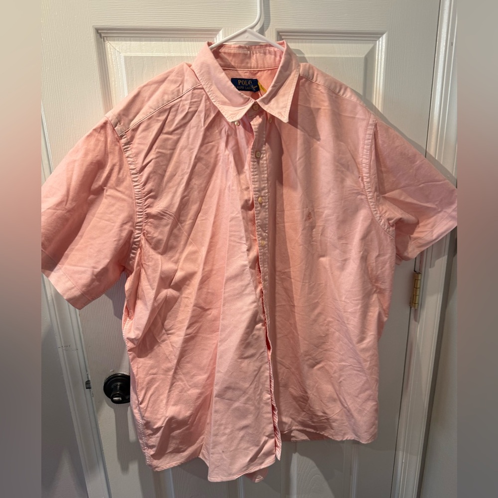 Ralph Lauren Light Pink Short-Sleeve Button-Down Shirt